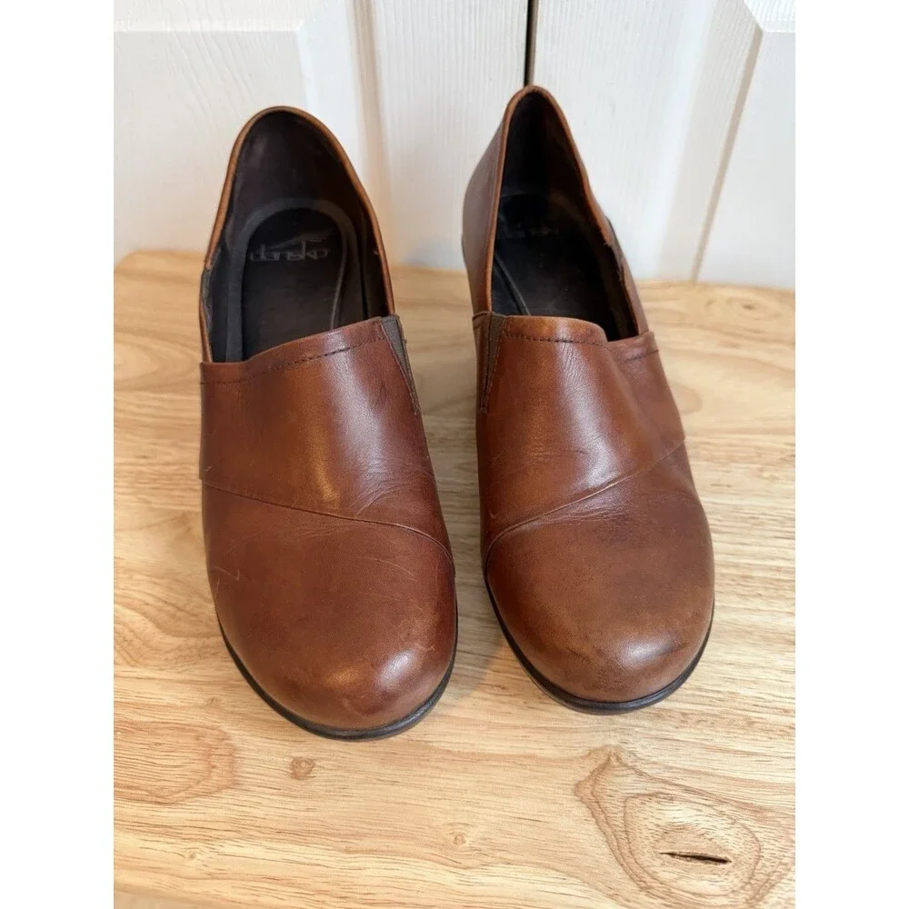 Dansko Rosaline Brown Leather Wedge Heel Shoes Size EU 39